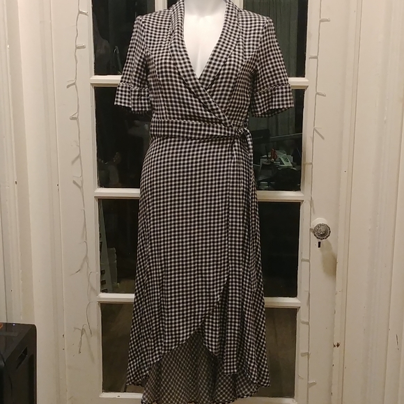 Ganni Gingham Crepe Wrap Dress - Picture 4 of 10